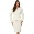 thumbnail image 1 of INSPIRE CHIC Women's Suit Sets Business Outfits Collarless Peplum Blazer Formal Pencil Skirt Suit 2 Piece Set L Cream White, 1 of 7
