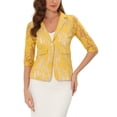 thumbnail image 1 of INSPIRE CHIC Women's Bussiness Casual Blazers Floral Lace 3/4 Sleeve Single Button Elegant Blazer Suits XL Yellow, 1 of 6