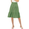 thumbnail image 1 of INSPIRE CHIC Women's Button Decor Casual High Waist Belted Ruffled Skirt, 1 of 7