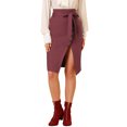 thumbnail image 1 of INSPIRE CHIC Women's Button Decor Split Belted Tie Waist Pencil Skirt, 1 of 7