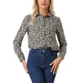 thumbnail image 1 of INSPIRE CHIC Valentine's Day Women's Button Down Shirt Ditsy Floral Long Sleeve Point Collar Office Top XL Black, 1 of 9