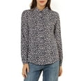 thumbnail image 1 of INSPIRE CHIC Women's Button Down Shirt Ditsy Floral Long Sleeve Point Collar Office Top M Dark Blue, 1 of 9