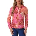 thumbnail image 1 of INSPIRE CHIC Valentine's Day Women's Button Down Shirt Ditsy Floral Long Sleeve Point Collar Office Top XS Rose Red, 1 of 6