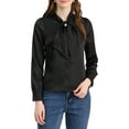 thumbnail image 1 of Allegra K Women's Button Down Shirt Tie Neck Satin Blouse Business Casual Tops, 1 of 6