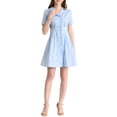 thumbnail image 1 of Allegra K Women's Button Up Ruffle Front Ruched Waist A-Line Dress, 1 of 6