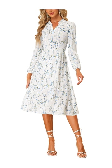 sachin and babi light blue dress Women's Long Dress Maxi Dress Boho Dress Casual Dress Swing Dress Summer  Dress Vintage Daily Beach Vacation Regular Fit Floral Long Sleeve V Neck  Green Summer 2026 main image 1