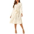 thumbnail image 1 of INSPIRE CHIC Women's Floral Dress Long Sleeve V Neck Pleated Flowy Summer Midi Dress XL Beige, 1 of 6