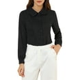 thumbnail image 1 of CURVOSPORT Women's Button Down Shirt Peter Pan Collar Long Sleeve Princess Line Blouse XL Black, 1 of 7