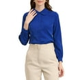 thumbnail image 1 of Allegra K Women's Button up Career Peter Pan Collar Long Bishop Sleeve Shirt, 1 of 6