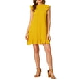 thumbnail image 1 of INSPIRE CHIC Women's Cap Sleeve Ruffle Tie Belt Ruffle Hem Dress Yellow S, 1 of 6