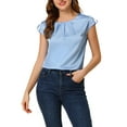 thumbnail image 1 of INSPIRE CHIC Women's Cap Sleeve Silky Blouse Round Neck Pleated Casual Elegant Top, 1 of 6