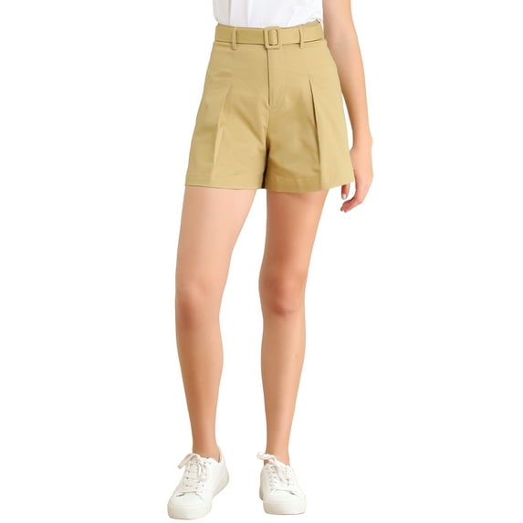 Allegra K Women's Cargo Belted Pockets Work Office Utility Shorts