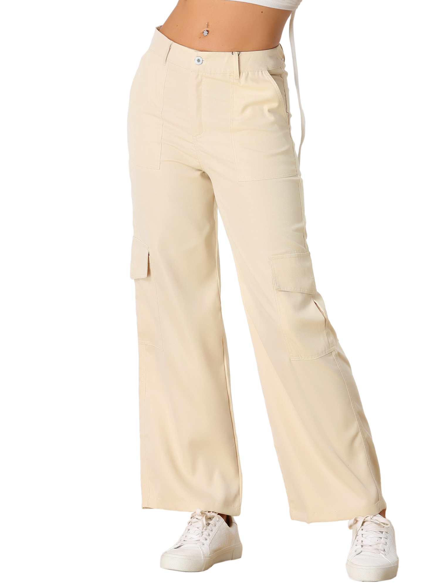 Allegra K Women's Cargo Pants Mid Rise Baggy Wide Leg Y2K Casual Pants