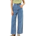 thumbnail image 1 of Allegra K Women's Casual Button Cotton Trim High Waist Wide Leg Long Jeans, 1 of 6