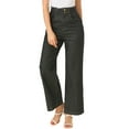 thumbnail image 1 of Allegra K Women's Casual Button Cotton Trim High Waist Wide Leg Long Jeans, 1 of 6