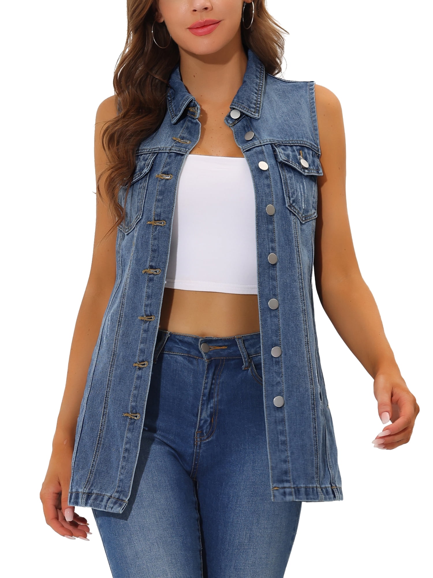 Button Down Denim Vest main image 0