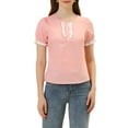 thumbnail image 1 of Allegra K Women's Casual Crew Neck Puff Sleeve Ruffled Lace Trim Blouse Top, 1 of 5