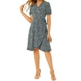 thumbnail image 1 of Allegra K Women's Casual Dresses Wrap V Neck Puff Sleeve Ruffle Hem Midi Floral Dress, 1 of 6