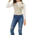 thumbnail image 1 of INSPIRE CHIC Women's Casual Faux Suede Sleeveless Short Biker Vest Jacket S Beige, 1 of 7