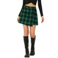 thumbnail image 1 of INSPIRE CHIC Women's Skirt Casual High Waist Button Plaid Layers Mini Skirt XS Green, 1 of 6