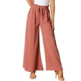 thumbnail image 1 of INSPIRE CHIC Women's Casual High Waist Drawstring Elastic with Pocket Wide Leg Pants, 1 of 5