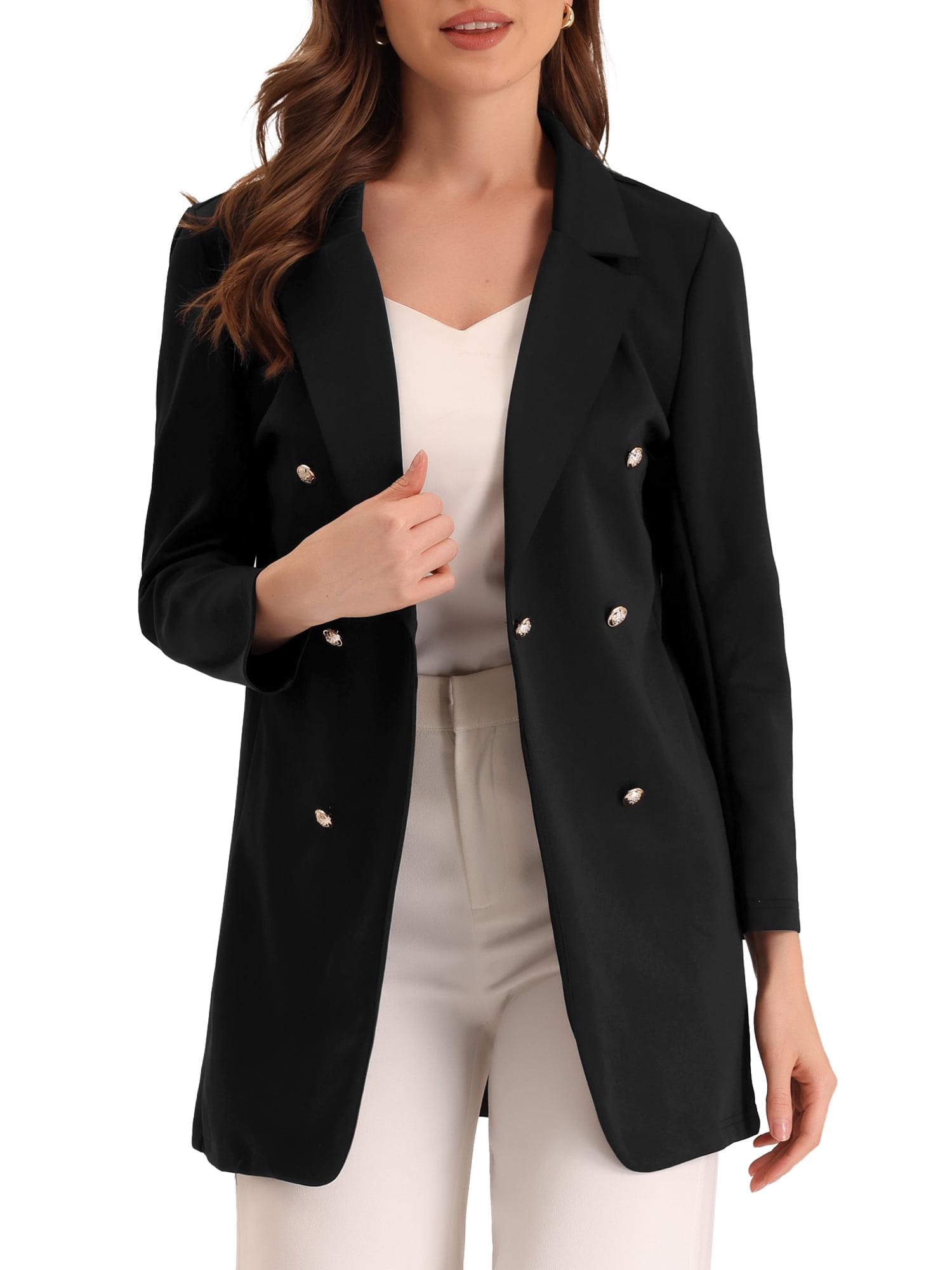 Blazer Femme Travail à Revers Châle - Manches 3/4, 1 Bouton, Pour Bureau, Quotidien, 94% Polyester - 3