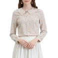 thumbnail image 1 of INSPIRE CHIC Women's Casual Peter Pan Collar Floral Chiffon Top Shirt, 1 of 6
