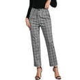 thumbnail image 1 of INSPIRE CHIC Women's Plaid Cropped Trousers Button Casual Tartan Check Work Pants XS Grey Black, 1 of 6