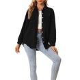 thumbnail image 1 of INSPIRE CHIC Women's Casual Ripped Jean Shirts Distressed Raw Hem Denim Jacket Black L, 1 of 4