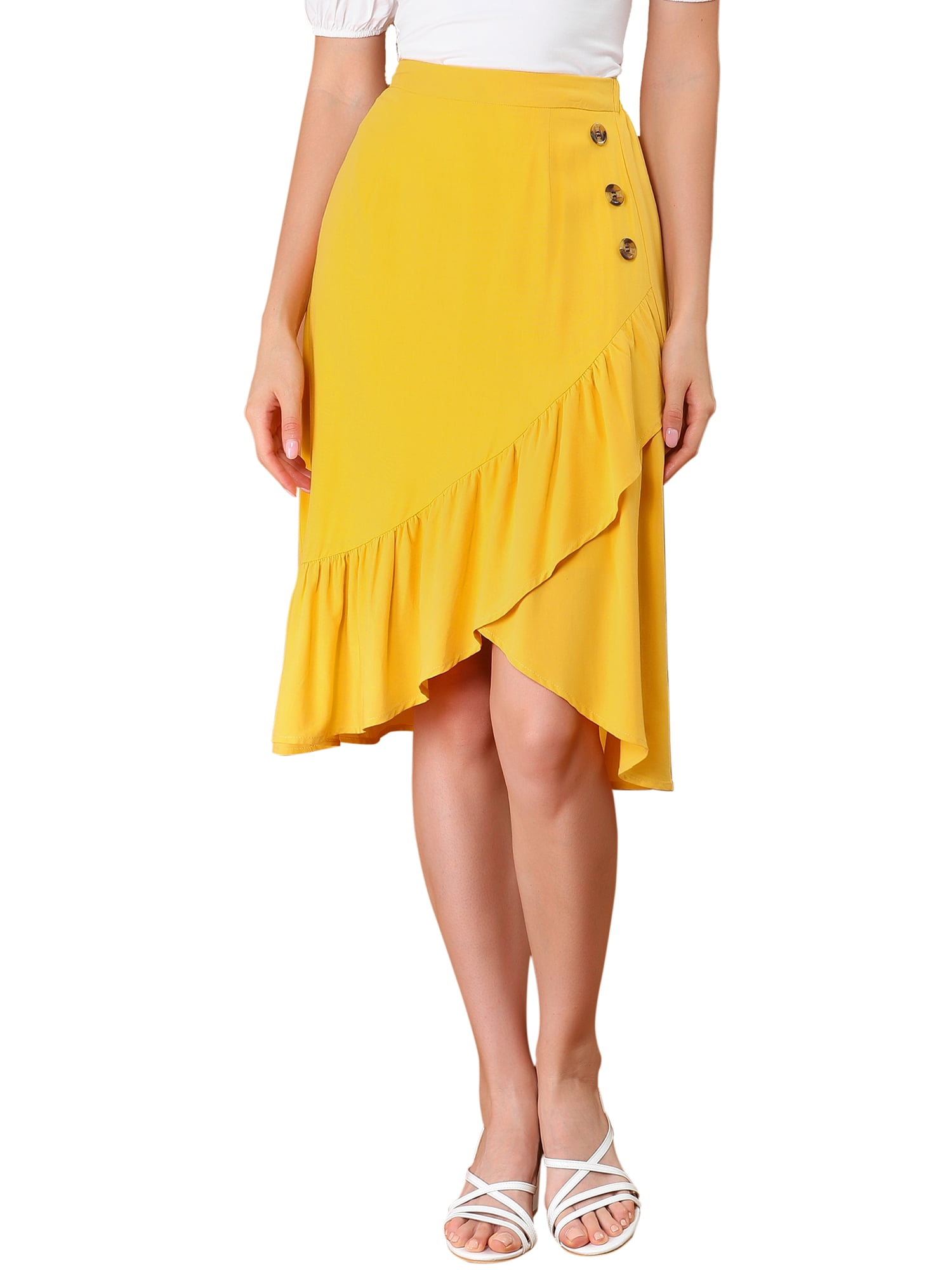 INSPIRE CHIC Women's Casual Ruffle Hem Asymmetrical High Elastic