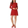 thumbnail image 1 of INSPIRE CHIC Women's Casual Ruffle Long Sleeve V Neck Bow Tie Dress, 1 of 7