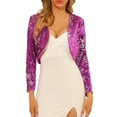 thumbnail image 1 of Allegra K Women's Casual Sequin Open Front Crop Shrug Jacket, 1 of 6