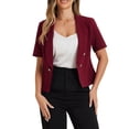 thumbnail image 1 of INSPIRE CHIC Women's Casual Shawl Collar Open Front Cardigan Short Sleeve Work Office Suit Blazers L Burgundy, 1 of 6