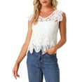 thumbnail image 1 of INSPIRE CHIC Women's Casual Sheer Summer Boho Lace Blouse White L, 1 of 5