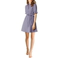 thumbnail image 1 of Allegra K Women's Casual Short Sleeve Solid Color Button Down Shirt Dress, 1 of 6