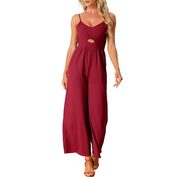 INSPIRE CHIC Women's Casual Sleeveless Cut Out Smocked Loose Wide Leg Romper Summer Jumpsuits