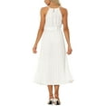 thumbnail image 1 of INSPIRE CHIC Women’s Casual Sleeveless Halter Neck Belted&nbsp;A-Line Cocktail Pleated Dress, 1 of 4
