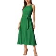thumbnail image 1 of Allegra K Women’s Casual Sleeveless Halter Neck Belted A-Line Cocktail Pleated Dress, 1 of 5