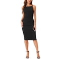 thumbnail image 1 of INSPIRE CHIC Women's Casual Solid Color Boat Neck Midi Sleeveless Tank Dresses, 1 of 5