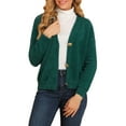 thumbnail image 1 of INSPIRE CHIC Women's Casual V Neck Long Sleeve Button Down Cardigan Sweater Green M, 1 of 6