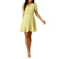 thumbnail image 1 of INSPIRE CHIC Women's Casual V Neck Short Sleeve Floral Print A-Line Dress XS Yellow, 1 of 7