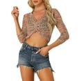 thumbnail image 1 of INSPIRE CHIC Women's Casual V Neck Twist Front Hollow Out Sweater Long Sleeve Knit Crop Top, 1 of 5