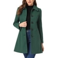 thumbnail image 1 of INSPIRE CHIC Women's Coat Single Breasted Long Sleeve Tunic-length Winter Outwear with Pockets M Dark Green, 1 of 6