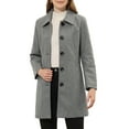 thumbnail image 1 of INSPIRE CHIC Women's Coat Single Breasted Long Sleeve Tunic-length Winter Outwear with Pockets XS Grey, 1 of 6