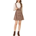thumbnail image 1 of Allegra K Women's Checks Overalls Tartan A-Line Button Front Overall Pinafore Dress, 1 of 6