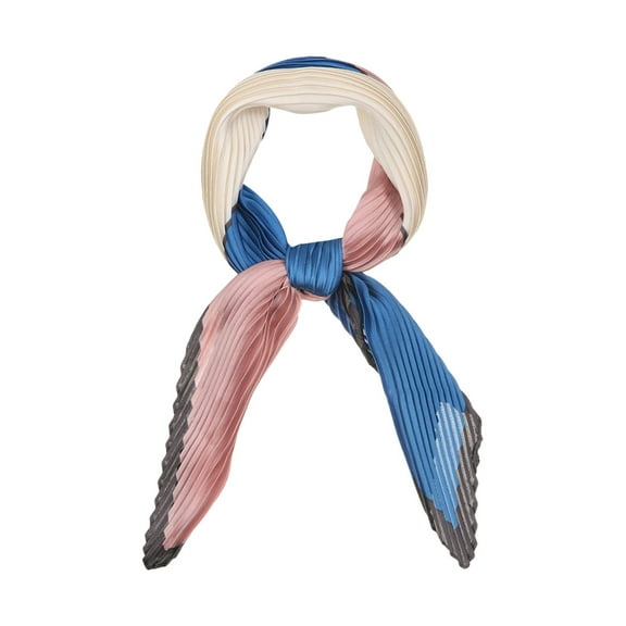 INSPIRE CHIC Women's Chic Pleated Contrast Color Rhombus Neck Scarf Neckerchief Pink