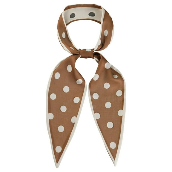INSPIRE CHIC Women's Chic Polka Dots Neckerchief Skinny Scarves Hair Band Ribbon Brown Big Dot