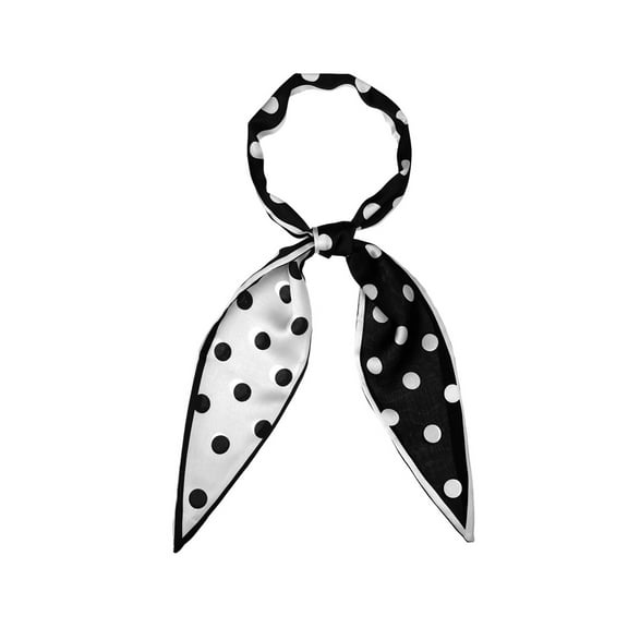 INSPIRE CHIC Women's Chic Polka Dots Neckerchief Skinny Scarves Hair Band Ribbon Black Big Dot
