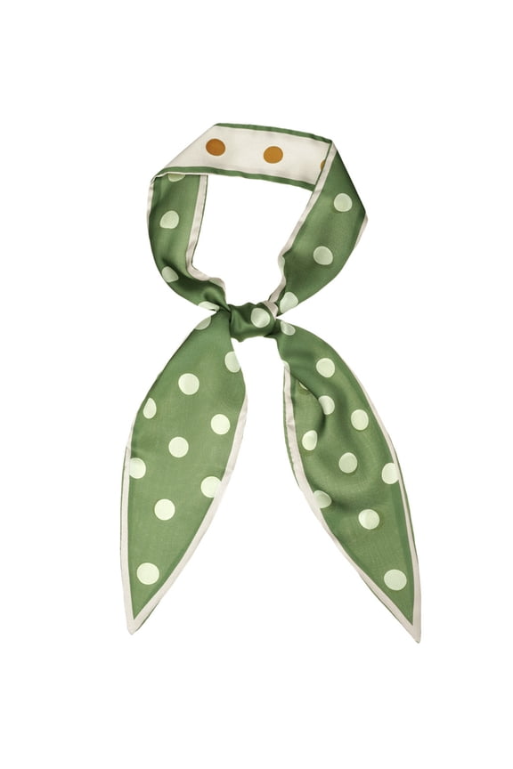 Women's Chic Polka Dots Neckerchief Skinny Scarves Hair Band Ribbon Green Big Dot