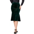 thumbnail image 1 of INSPIRE CHIC Women's Skirt Velvet Stretchy High Waist Fishtail Hem Slim Fit Midi Skirt L Green, 1 of 6